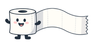 We Will Wipe It toilet paper mascot - med cape